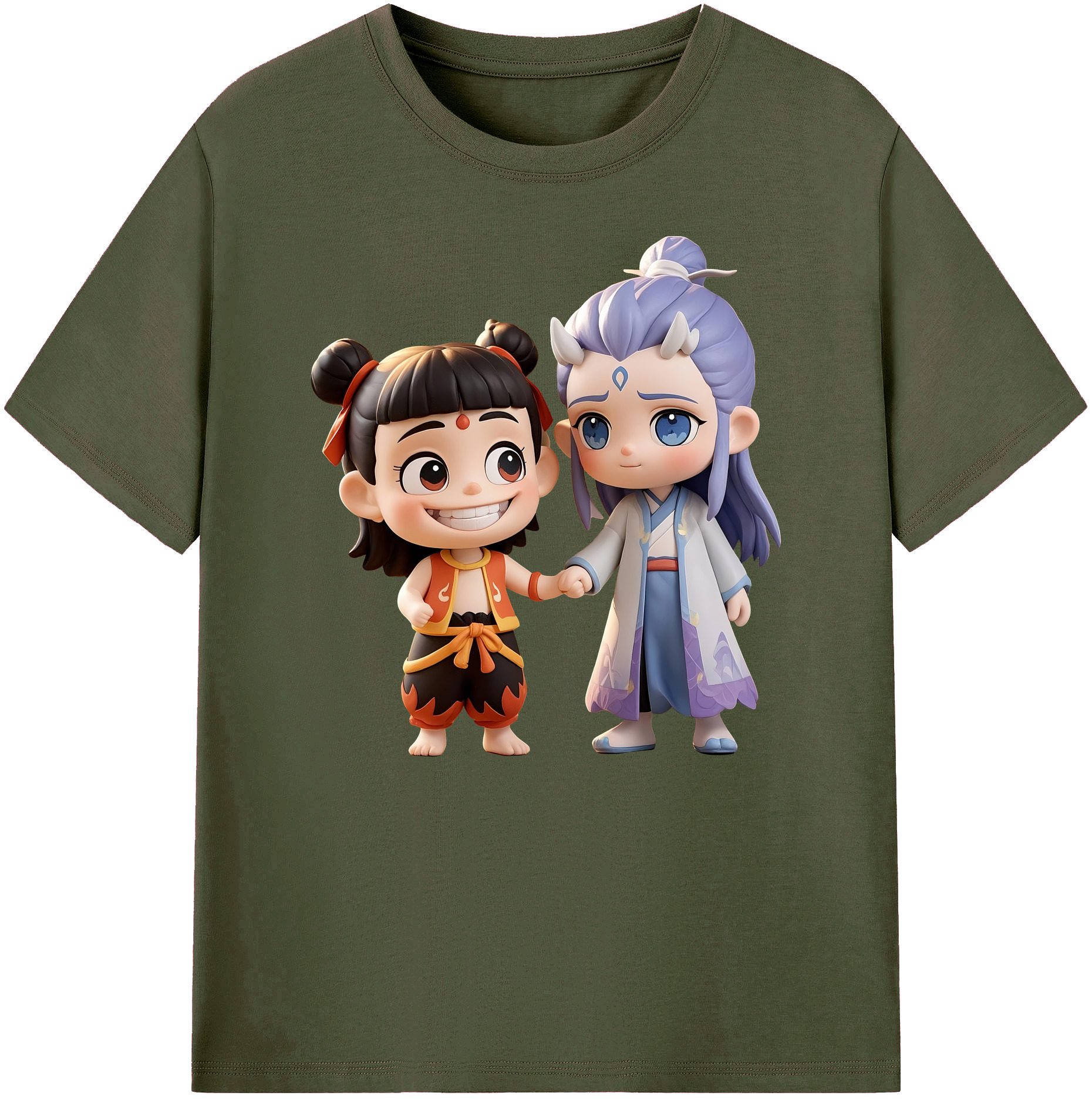 （画像用） Ne Zha 2 ナタ 魔童の大暴れ 綿100％ メンズ半袖Tシャツ｜肌触りやわらか＆通気性